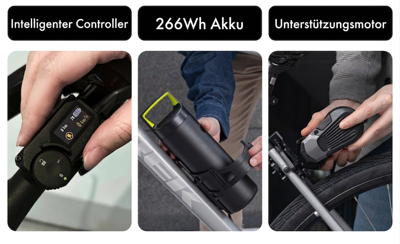 Motor, Akku und Controller des Systems